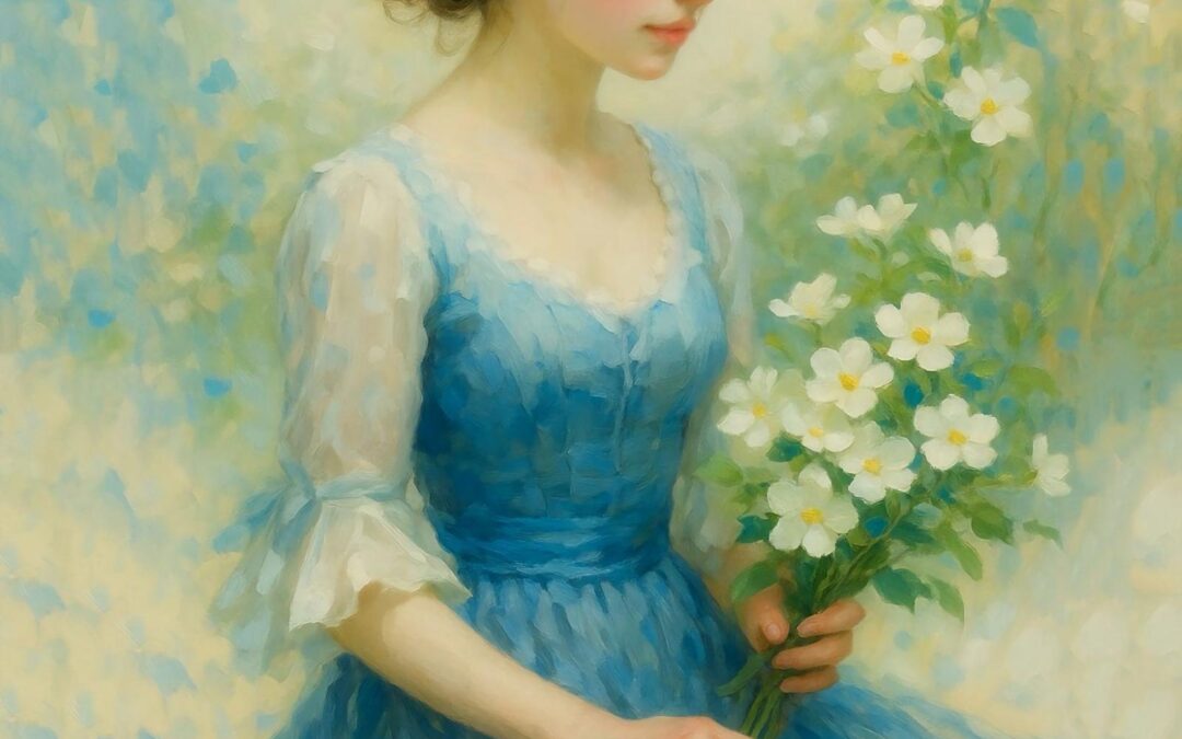 花を見つめる少女