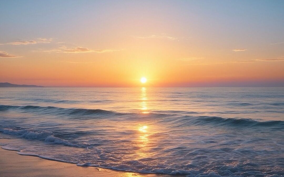 夜明けが心を導く海